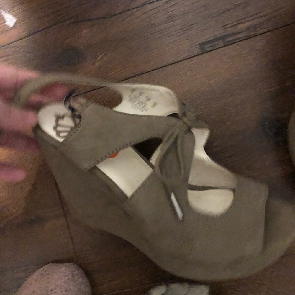 Beige wedge heels